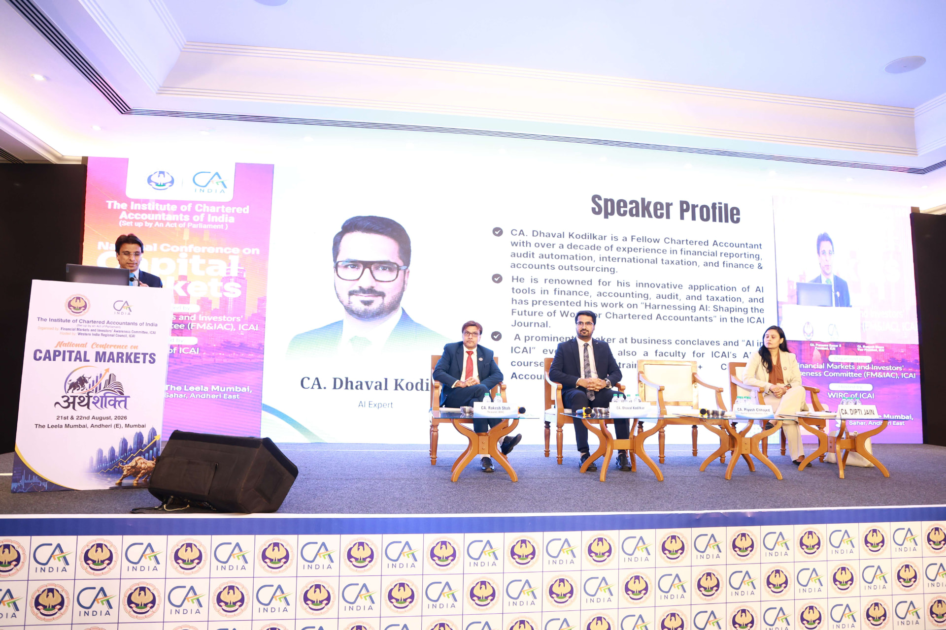 Panel session at the ICAI National Conference on Capital Markets with CA Dhaval Kodilkar and fellow speakers
