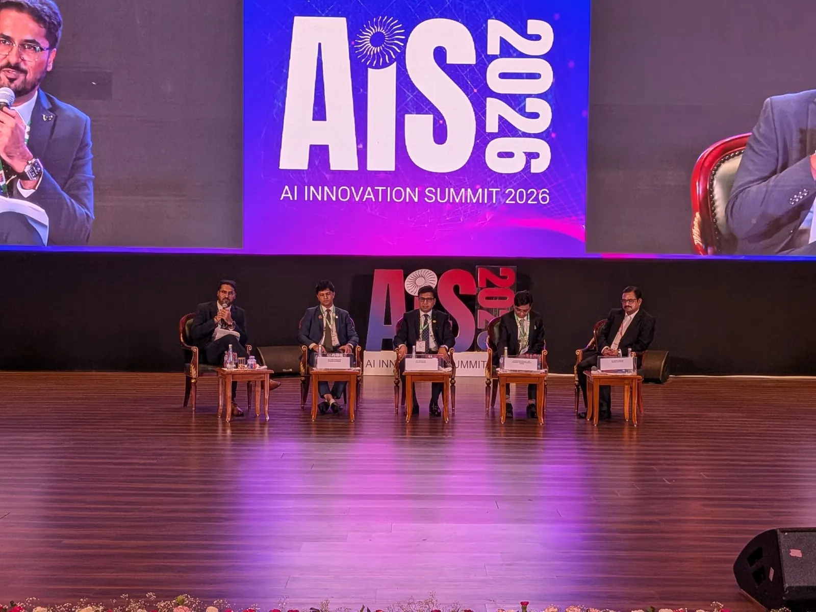 Panel discussion on stage at ICAI AI Innovation Summit 2026, New Delhi