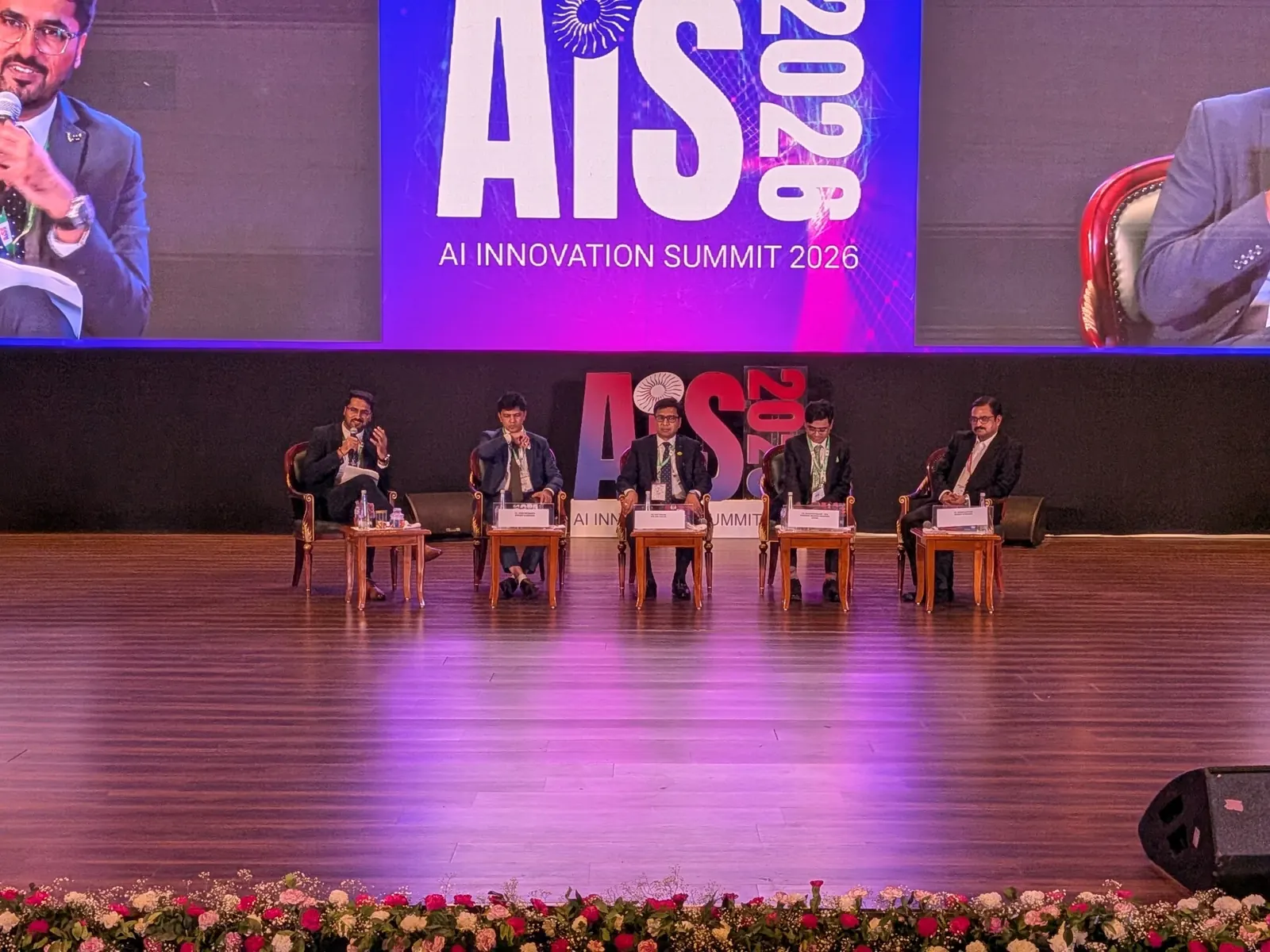Panel on stage at AIS 2026, Bharat Mandapam, New Delhi