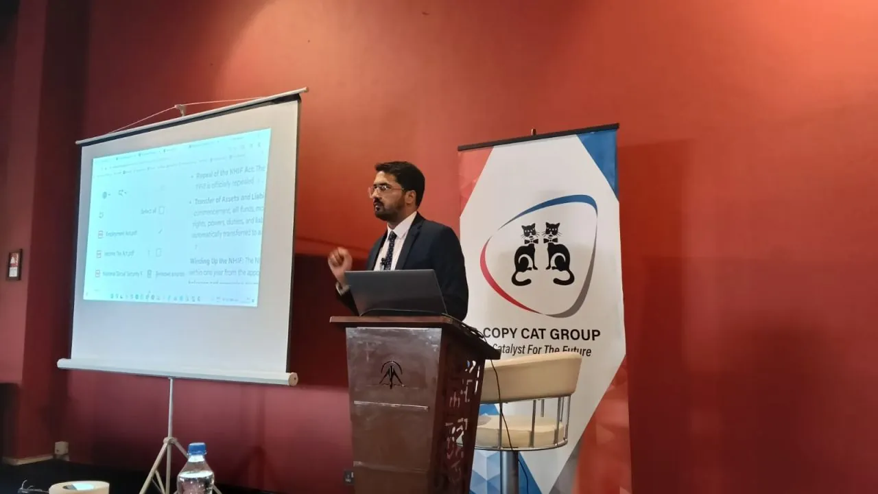 CA Dhaval Kodilkar presenting an AI training session for Copy Cat Group in Nairobi, Kenya
