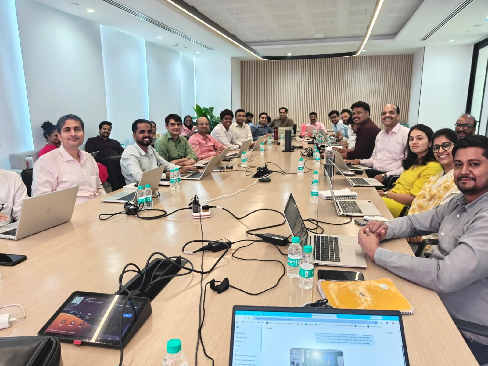 Galderma India professionals working on laptops during a hands-on AI lab