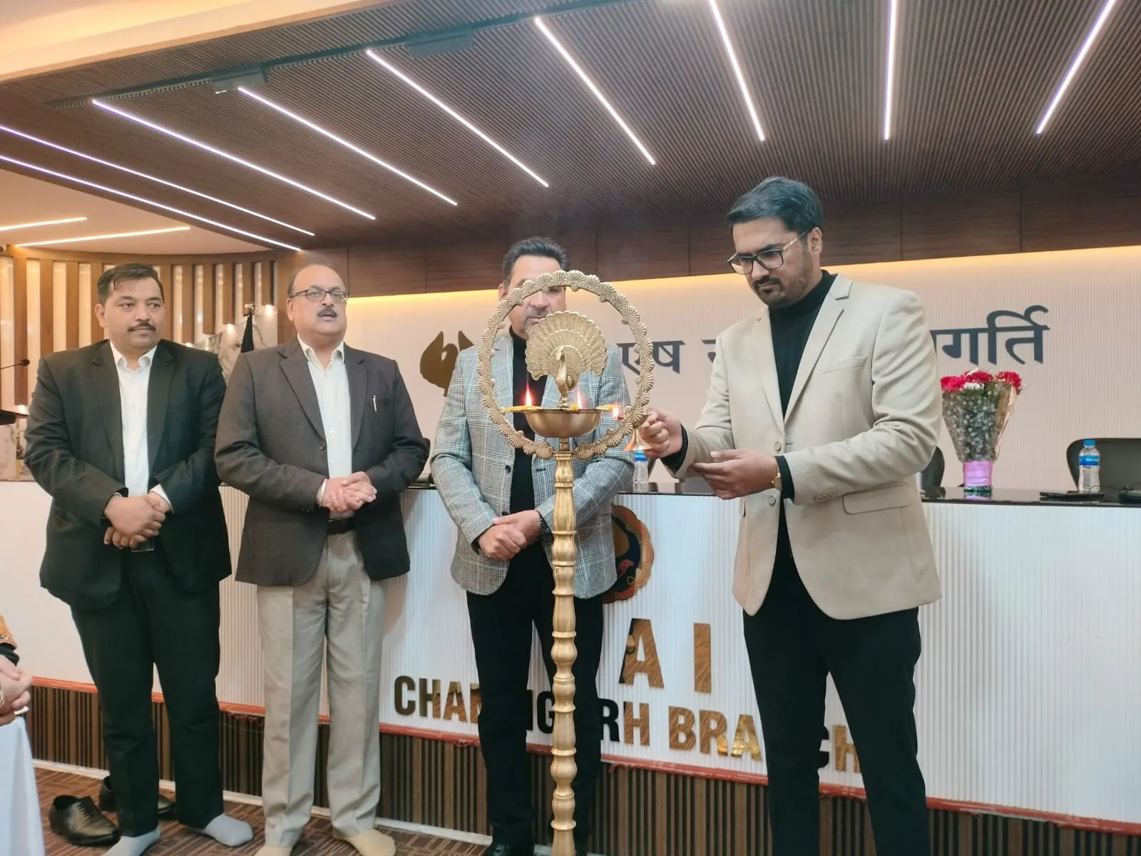Lamp-lighting ceremony at the ICAI Chandigarh Branch AI session