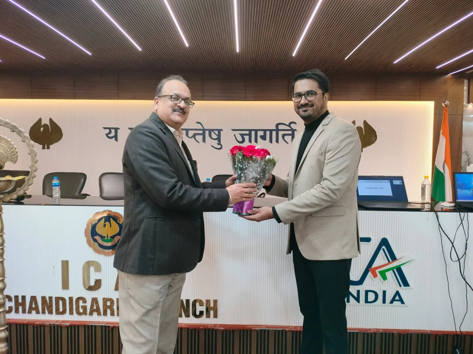 CA Dhaval Kodilkar welcomed by the ICAI Chandigarh Branch