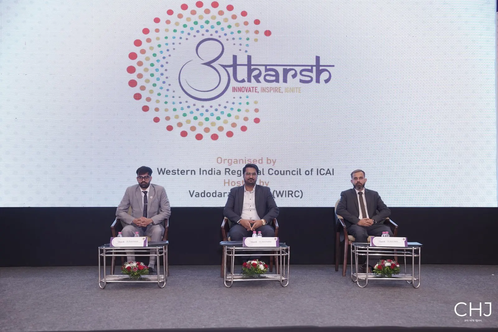 Panel on stage at the ICAI WIRC Utkarsh conference, Vadodara